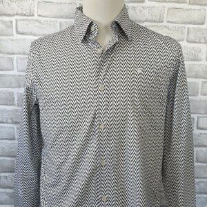 G-STAR RAW Core Slim Sport Button Up Shirt Long Sleeve Abstract Chevron Mens M